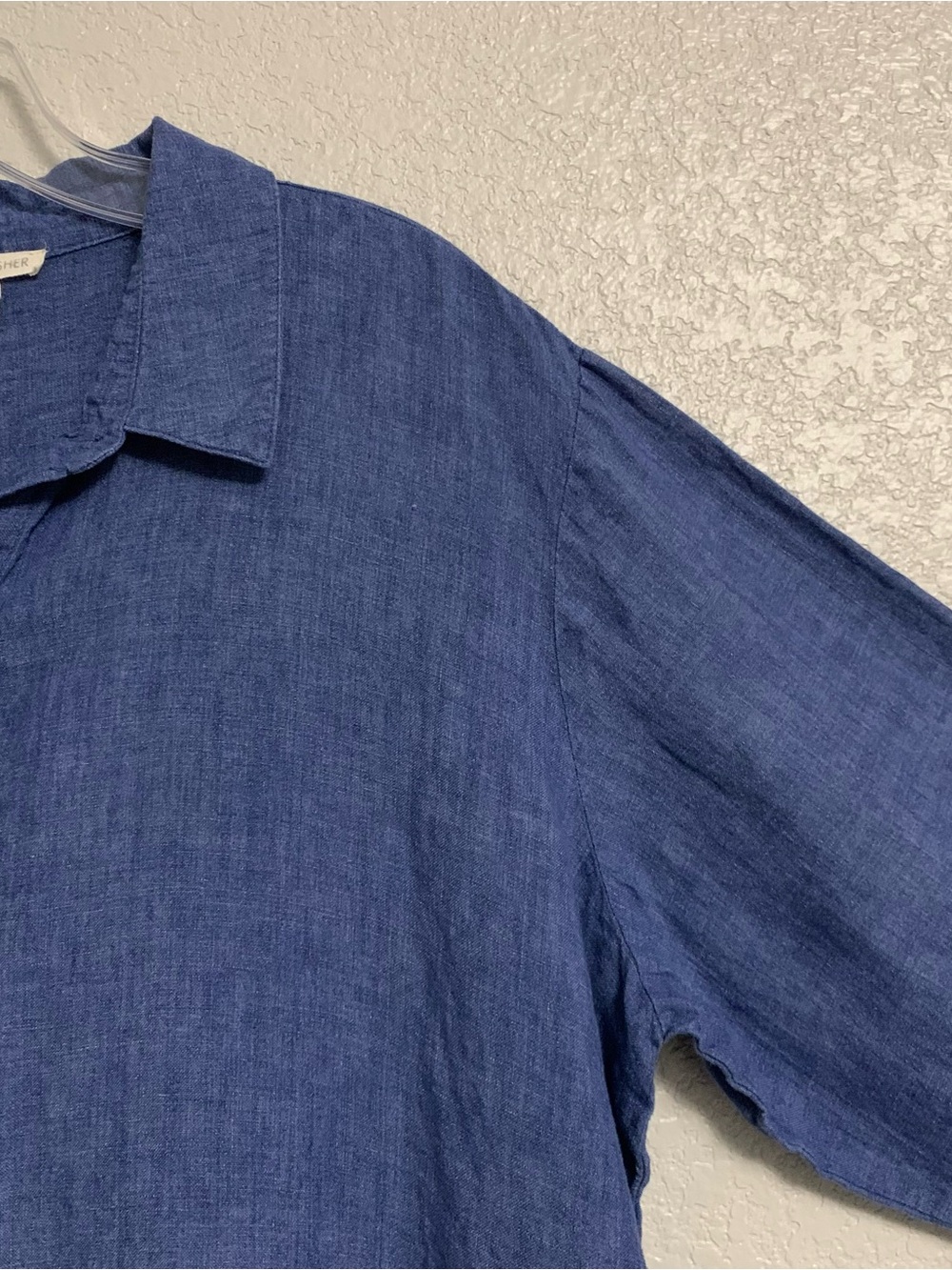 Eileen Fisher Linen Shirt Top Womens 1X Organic Linen Delave Classic Collar Blue - Picture 5 of 16